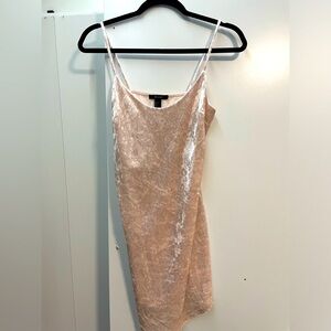Sexy Peach velvet slip dress. Very short mini dress.